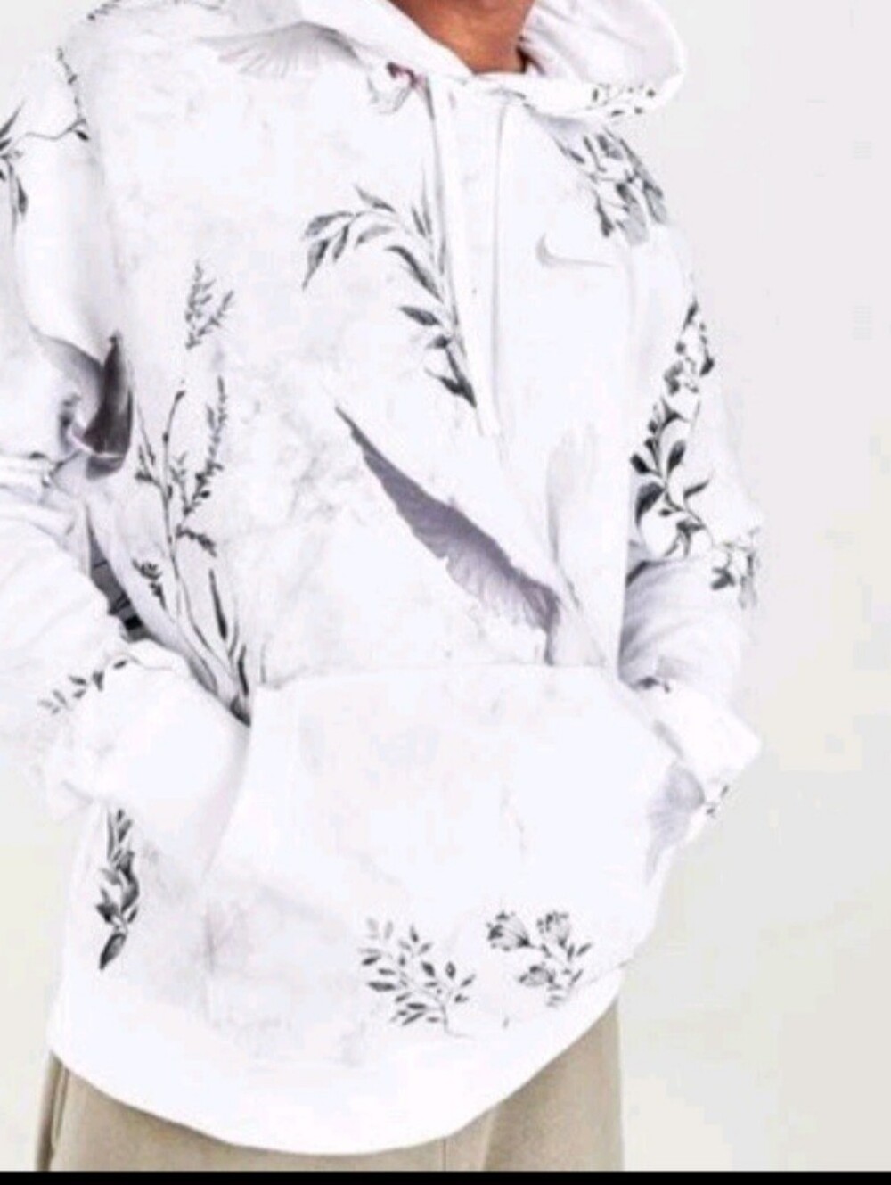 Nike Cream and Black Botanical White Dove Hoodie